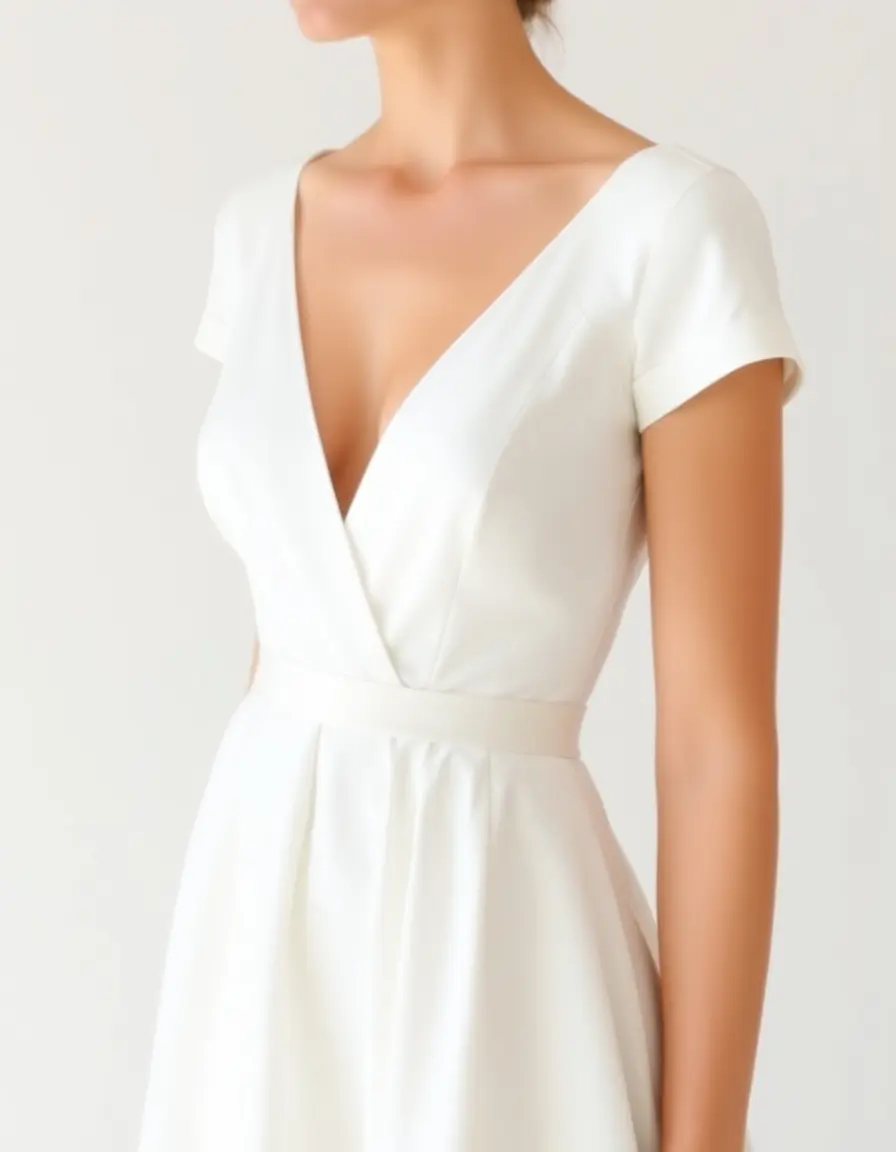 Robe de mariée minimaliste col en V