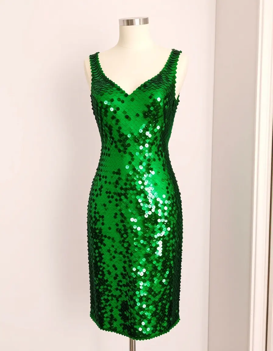 Robe à paillettes verte pour les fêtes