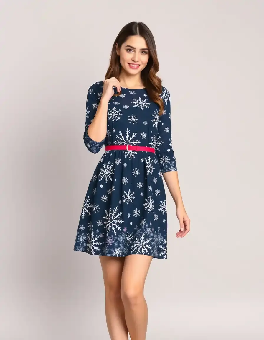 Robe de noël avec imprimés flocons de neige