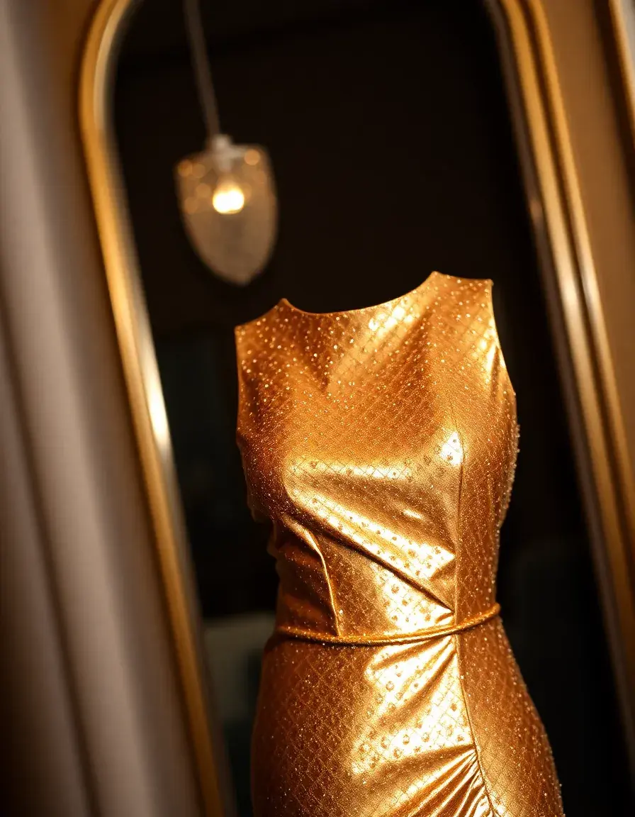 Robe dorée métallisée pour le réveillon