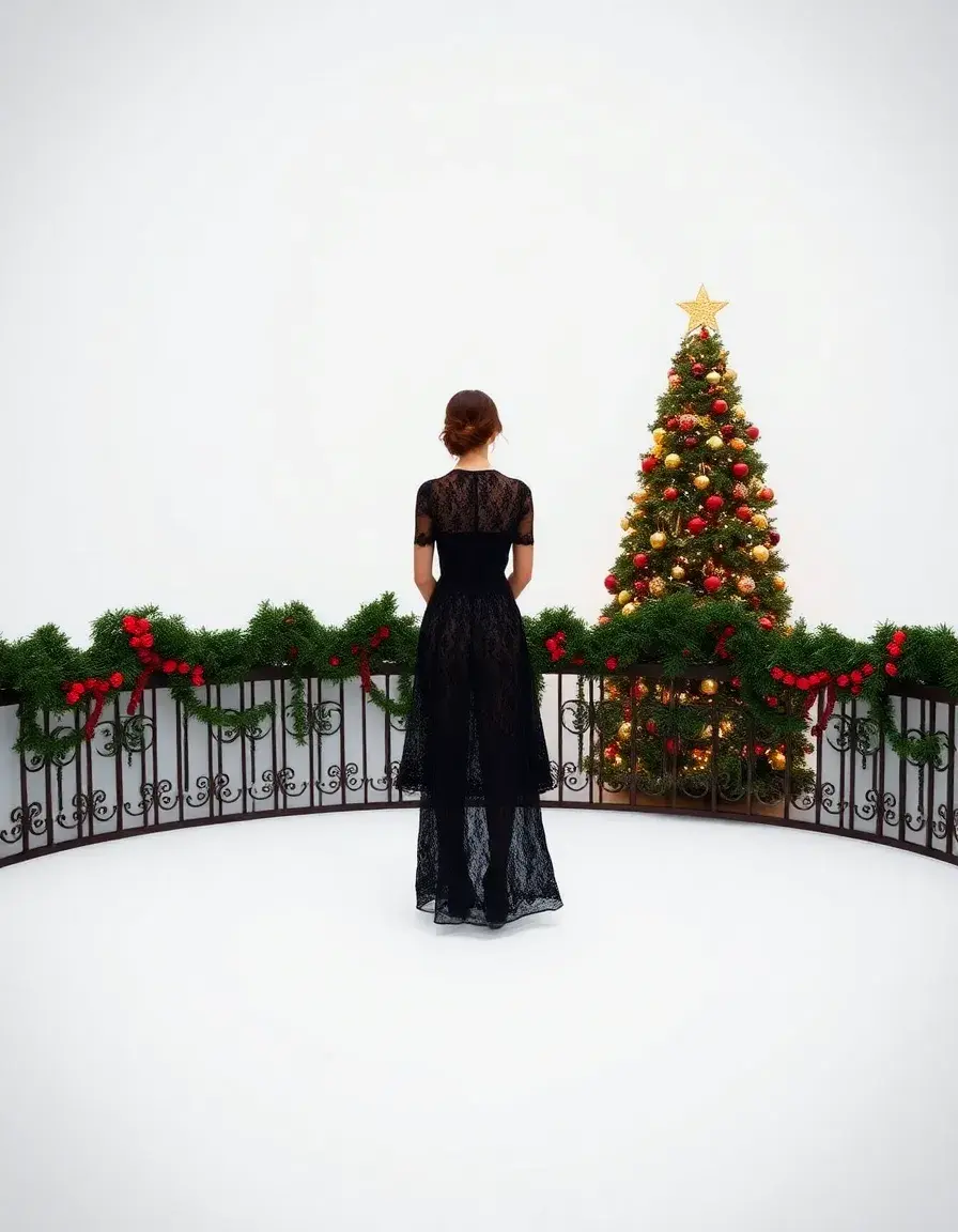 Robe de noël élégante en dentelle noire