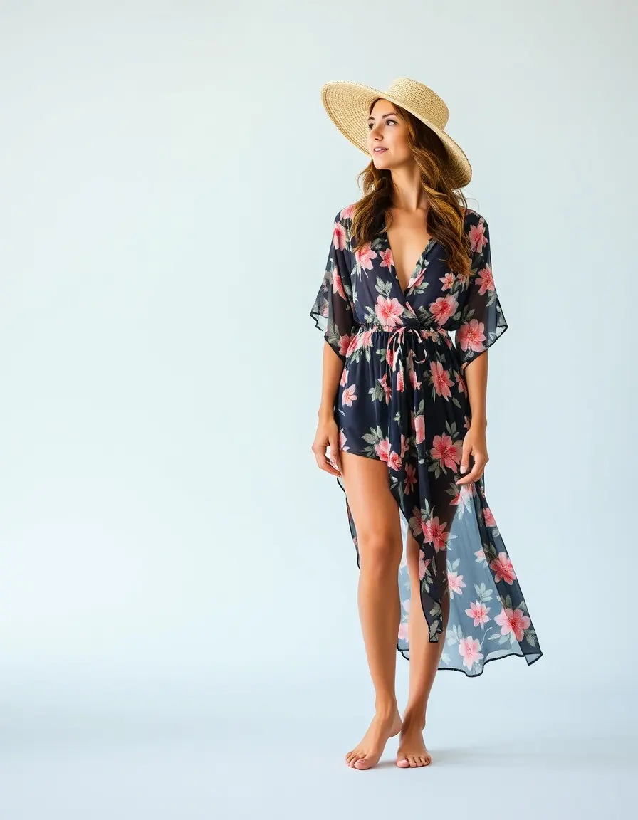 Robe de plage femme fleurie courte