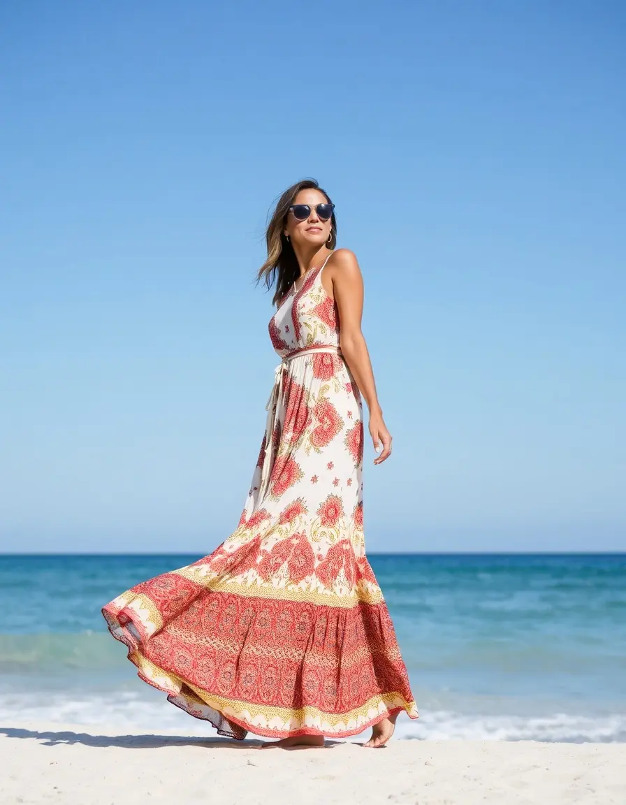 Longue robe de plage femme style bohème
