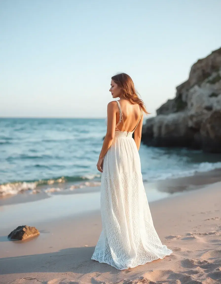 Robe de plage femme en dentelle blanche