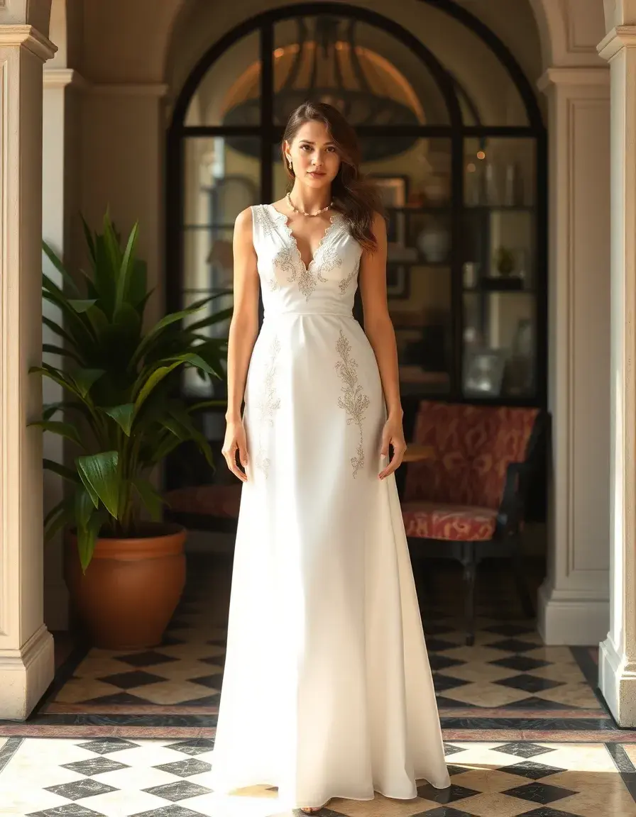 White Cocktail Dress blanche brodée
