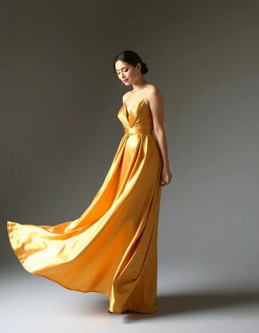 Golden Satin Maxi Dress - Robe longue en satin doré