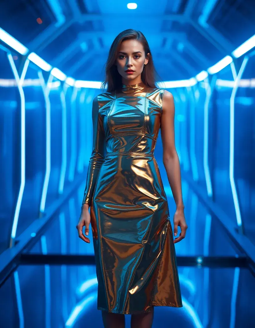 Metallic Gold Dress - Robe dorée métallique midi