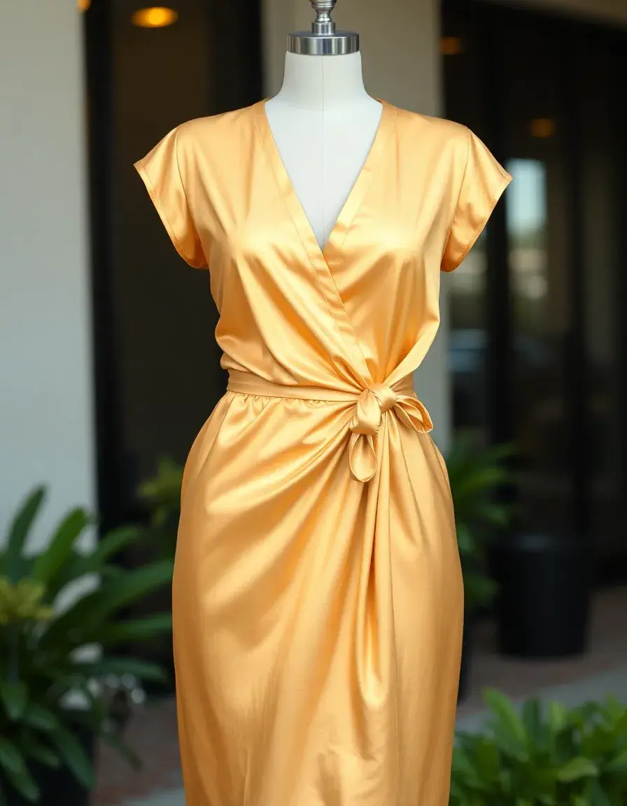 Gold Wrap Dress - Robe portefeuille dorée