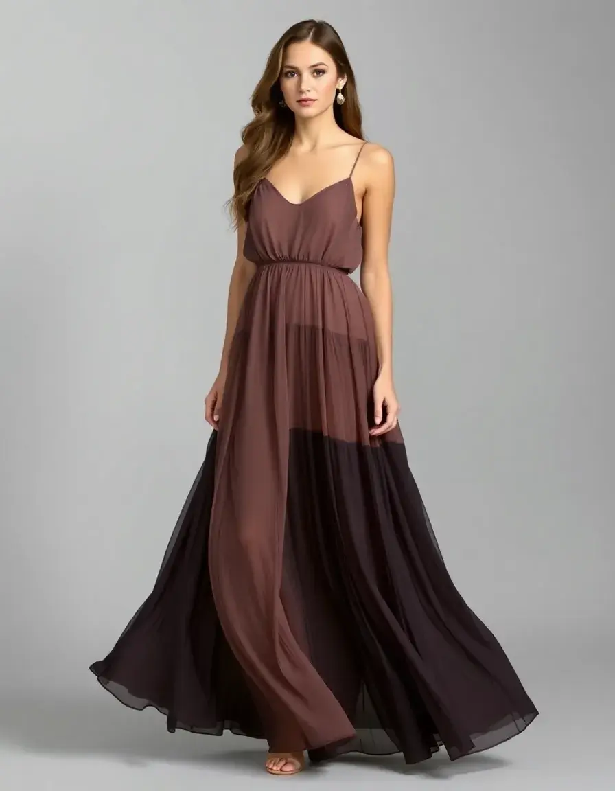 Robe empire maxi en mousseline fluide