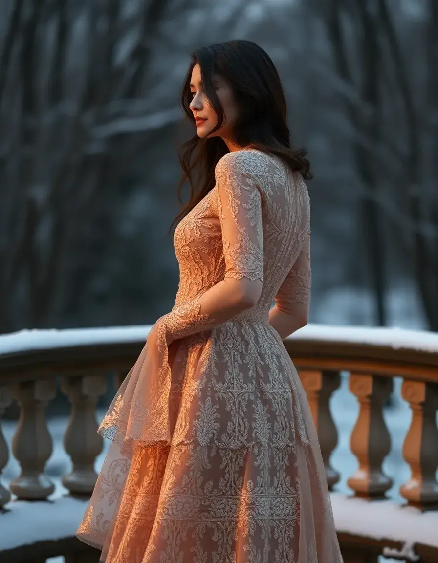 Robe hiver en dentelle élégante avec couches