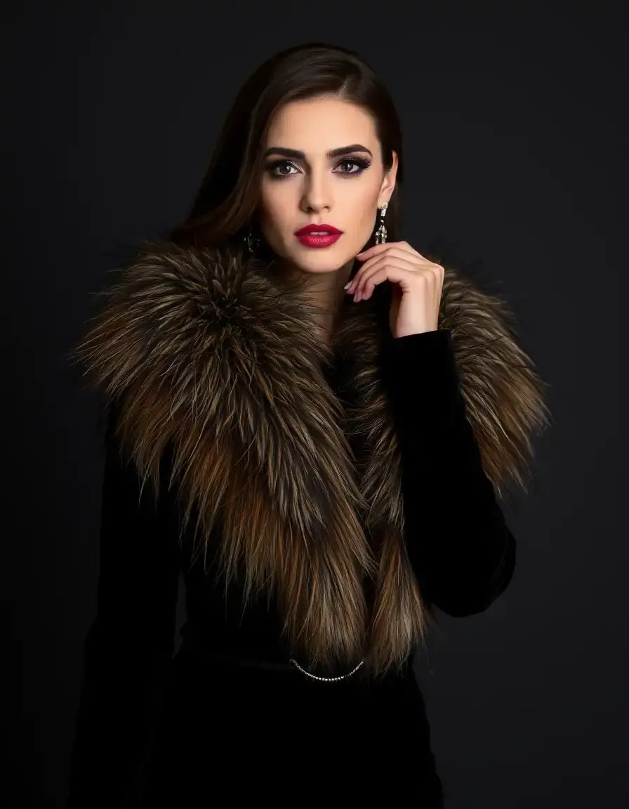 Robe hiver avec bordure en fausse fourrure élégante