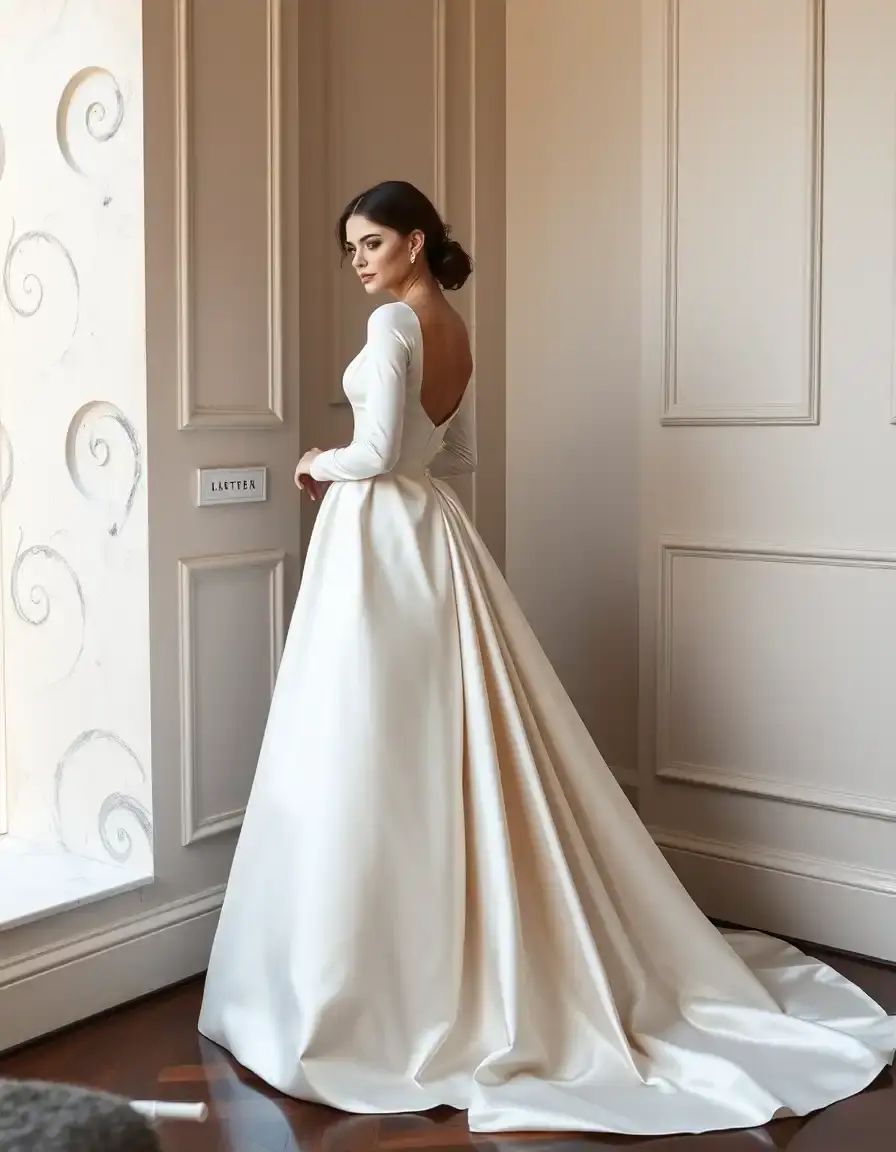 Satin Long Sleeve Gown - Robe de soirée en satin