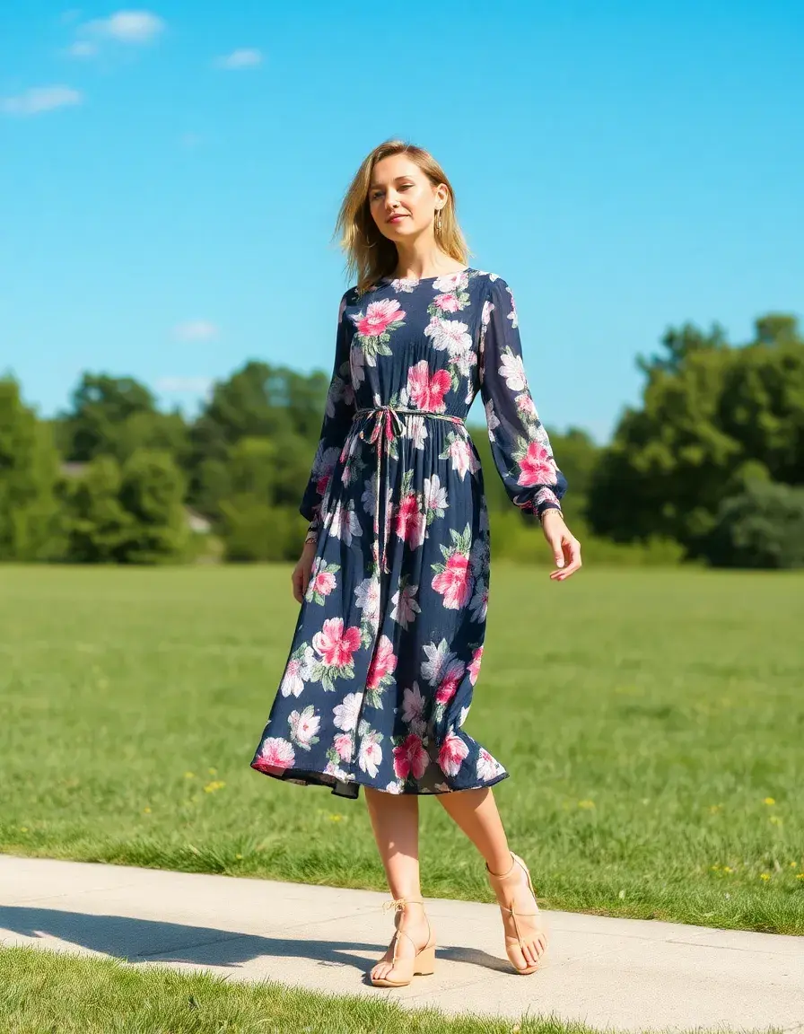 Floral Long Sleeve Dress - Robe à fleurs manches longues