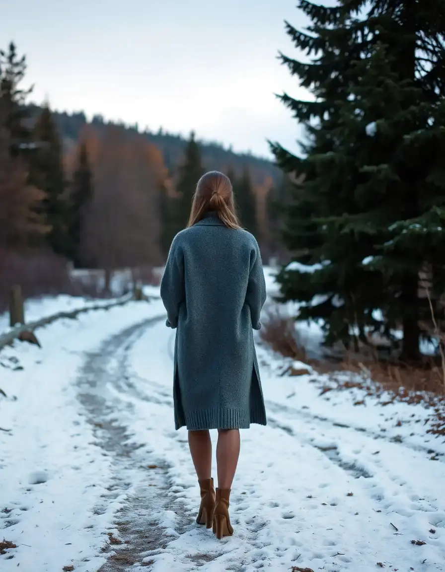 Robe chaude en laine manches longues