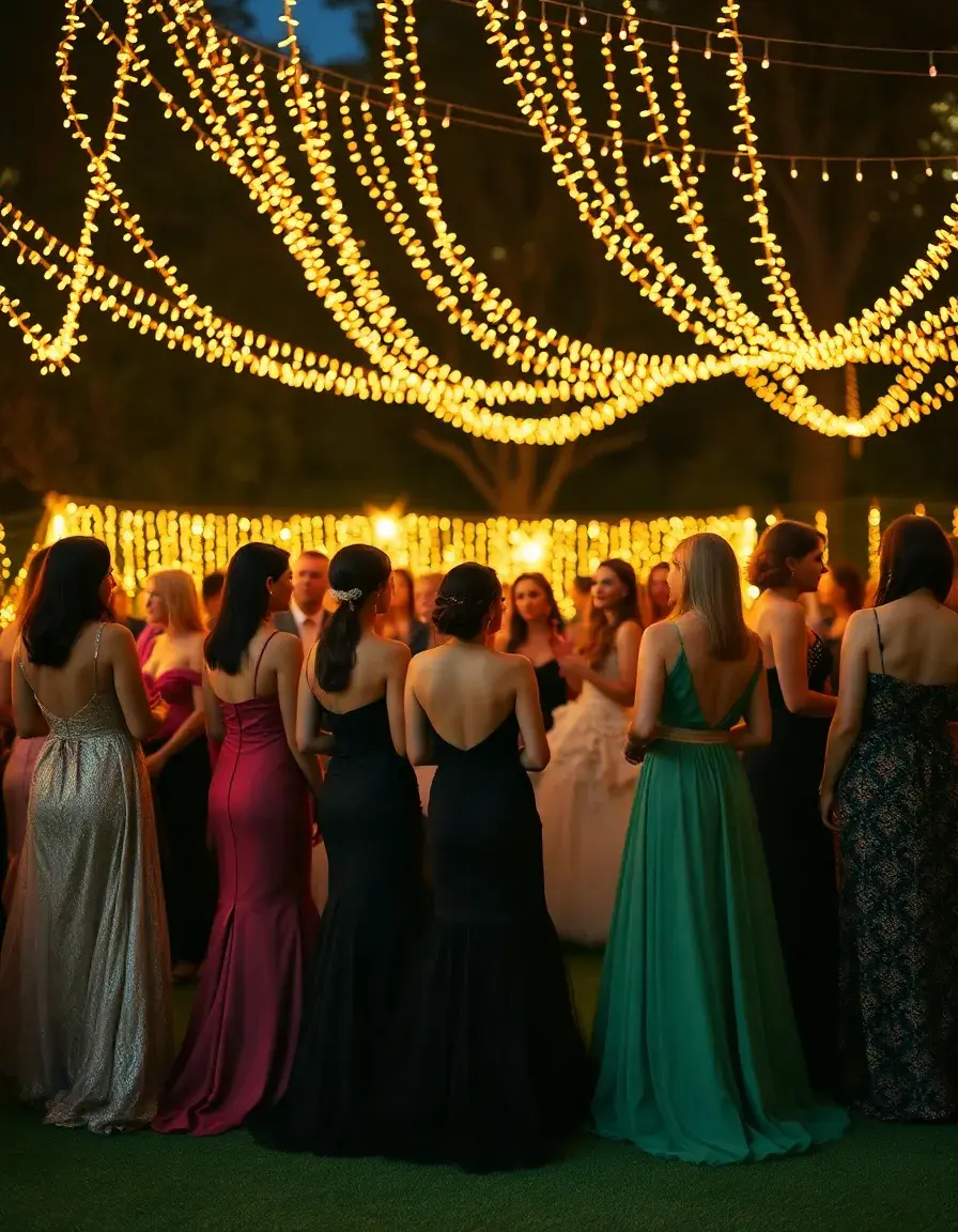 Femmes élégantes en robes de soirée mariage lors d'une réception nocturne chic