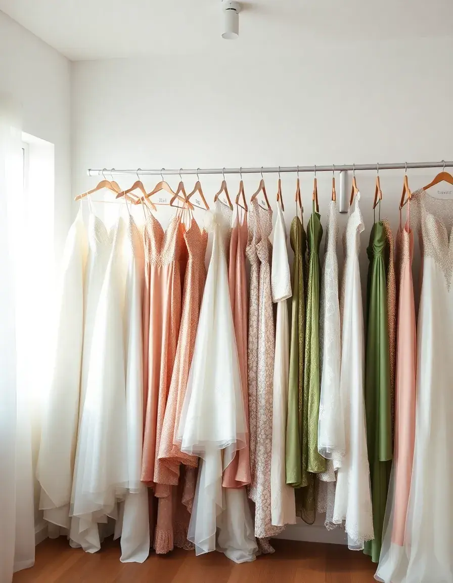 Collection de robes de mariée élégantes dans une boutique lumineuse